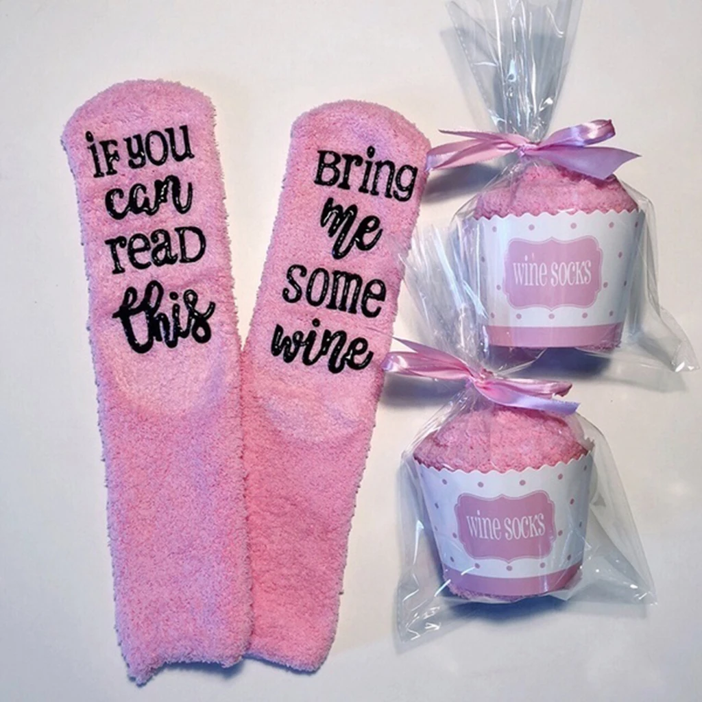 Novelty Saying Socks If You Can Read This Bring Me A Wine Soft Slipper Socks