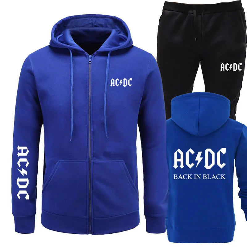Бренд, толстовки+ штаны для мужчин, бренд AC/DC, рок-принт с графическими буквами, модная мужская спортивная одежда, повседневный мужской спортивный костюм, костюмы