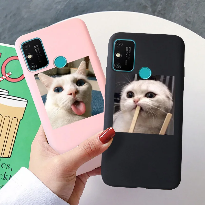 For Huawei Honor 8S 8A 8C 8X 6X 6C 9A 9C 9S 9X Lite 7C 7A Pro Case Cute Cat Matte Candy Silicone Cover Honor V10 V20 V30 X10 V9