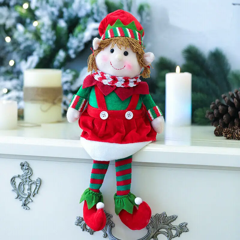 Рождественский кулон плюшевый эльф эльфы куклы игрушка Рождественская елка украшения Новогодние подарки Рождественский Декор - Цвет: Красный