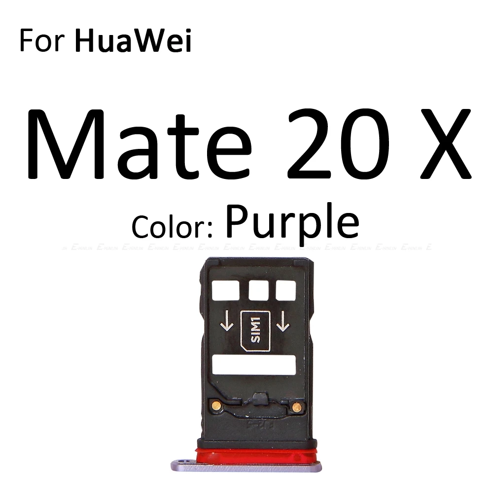 Micro SD sim-карта слот, разъем для лотка адаптер Коннектор кард-ридера для HuaWei mate 20 Pro X 20X Lite контейнер держатель запасные части - Цвет: For Mate 20 X Purple