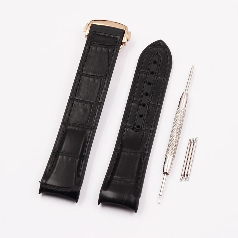 Watch Accessories Leather Silicone Strap For Omega Seamaster 300 Speedmaster Diving Universe Ocean Butterfly Flying Male 20 22mm - Цвет ремешка: Коричневый