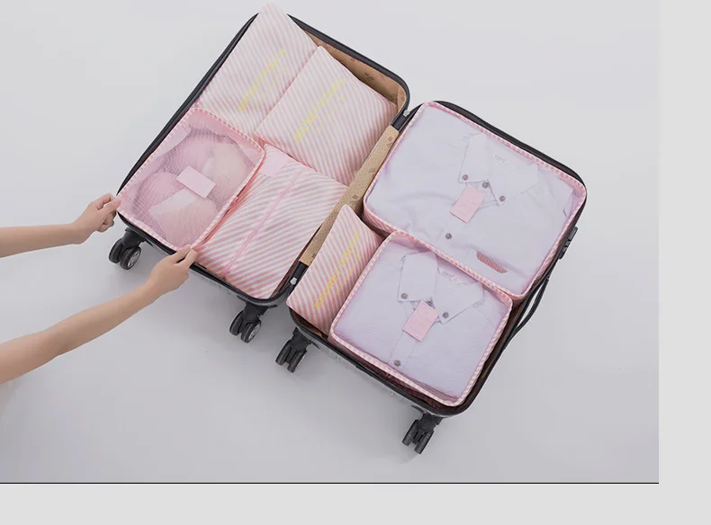 6pcs packing cubes Travel Organizer Bag Clothes Pouch Portable Luggage Suitcase Chic Bags Unisex Use Travel Accessories