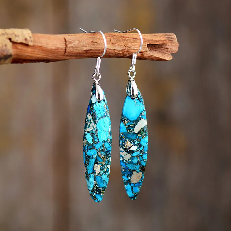 Gorgeous Gems Stone Earrings for Women Vibrant Jaspers Dangle Earring Fashion Bold Earring Jewelry Bijoux Wholesale