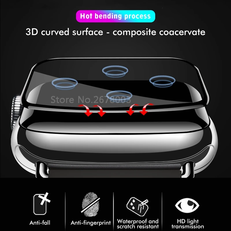 3D Полностью закаленное стекло для Apple Watch Series 5 40 44 мм защита экрана 3D Премиум взрывозащищенное стекло для iwatch 40 44 мм