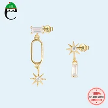 Серьги-гвоздики в виде звезд из натуральной 925 пробы, серебряные серьги-гвоздики, очень классные вечерние ювелирные изделия для женщин и девушек, 925, DS1828