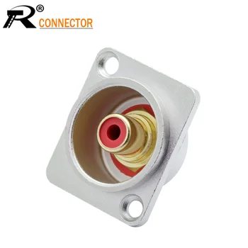 

1pc High Quality Soldered Gold Plated RCA Female Panel Socket RCA Jack Panel Chassis Mount Square Silver Red&White