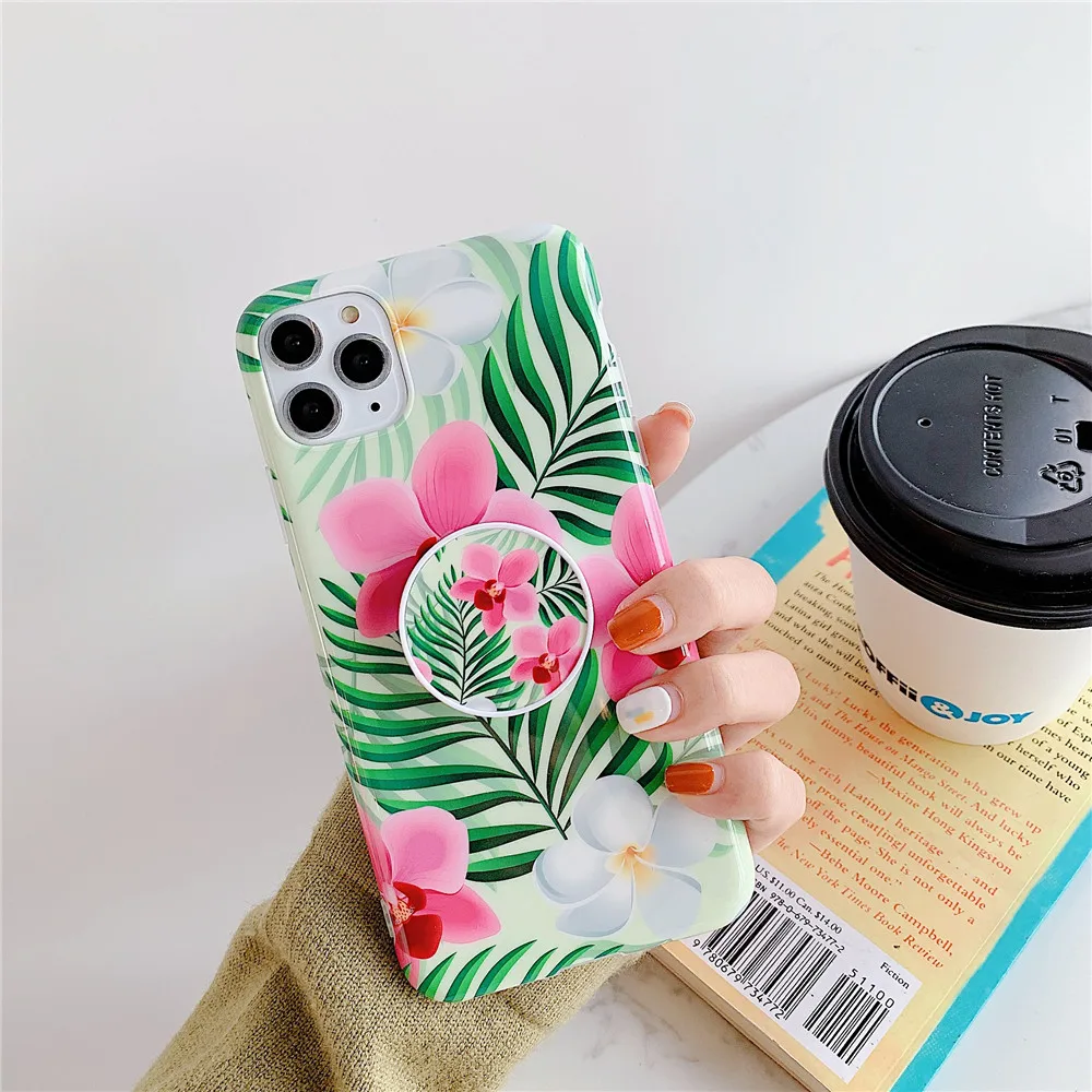 Для iphone 6 7 8/6 7 8 plus/11pro Maxx xs xr/xs max серия цветы и растения со складной подставкой защитный чехол для телефона