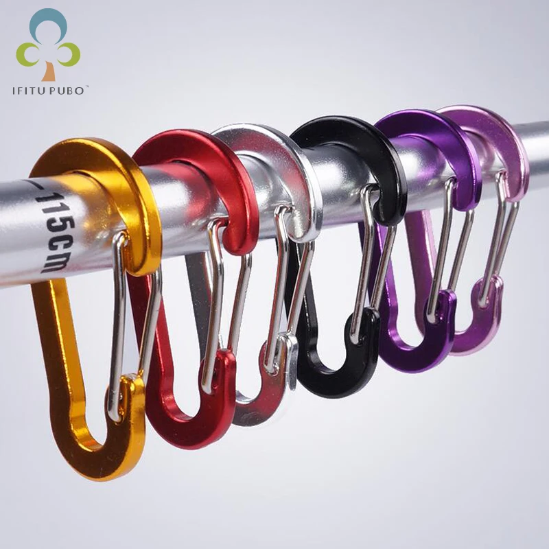 6PCS Aluminum Alloy Safety Carabiner Triangle Portable Outdoor Buckle for