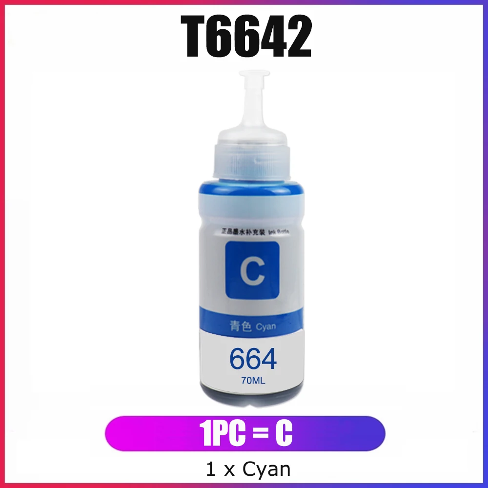 YC совместим с Epson T6642 664 голубые чернила для L386 L100 L110 L120 L200 L210 L300 L350 L355 L550 L1300