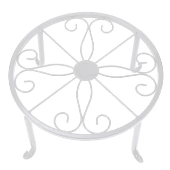 

1Pc Plant Stand Round Flower Stand Metal Plant Holder Potted Plant Stands for Balcony Garden Backyard (White)