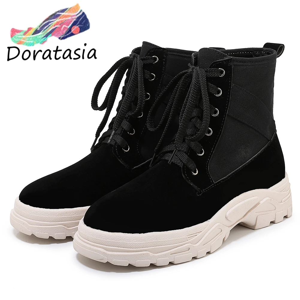 

DORATASIA New Plus Size 29-46 Add Fur Booties Ladies Warm Platform Ankle Boots Women 2019 Winter non-slip Wedges Shoes Woman