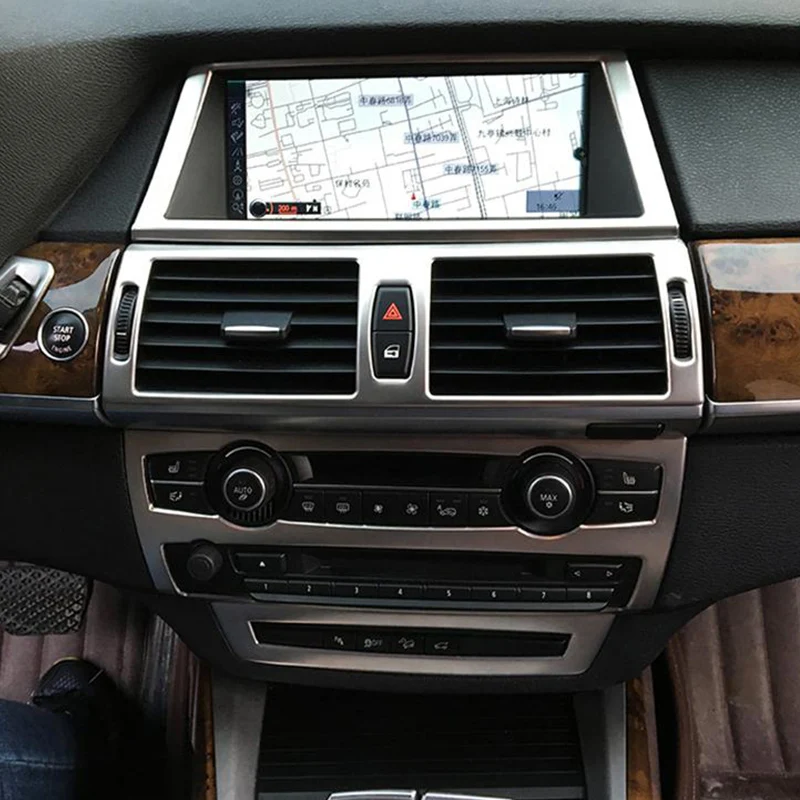 Автомобильный стайлинговый центр консоль Кондиционер Выход рамки наклейки отделка для BMW X5 E70 X6 E71 углеродного волокна из нержавеющей стали