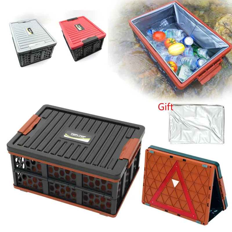 

Car Refrigerator Folding Ice Box Thermal Outdoor Camping Portable Keep Cool Bucket Table borne Plastic Picnic Basket