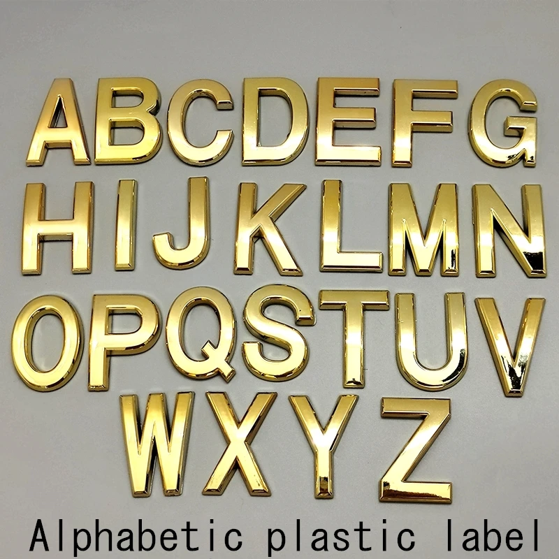 Description Picture 2 of itemDoor Plate Golden Color House Number 5CM Decorative Letters & Numbers Customized ABS Plastic Mailbox Address Sticker Label Sign