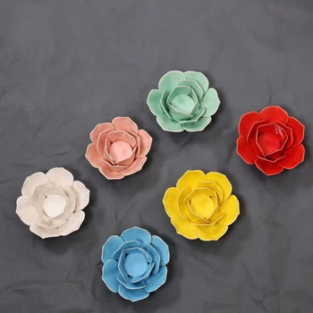 

Ceramic Lotus Petals Style Flower Candle Holder Tea Lights Holder Home and Table Top Decoration