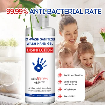 

100ml 75% Alcohol Hand Sanitizer Silver Ion Anti-bacterial Hand Gel Rinse Hand-Free Portable for Travel Dairy Hand Disinfectant