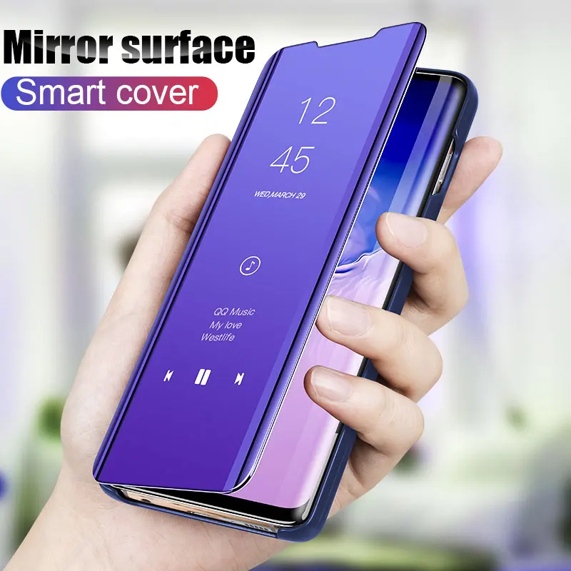  Smart Mirror Flip Case For Samsung Galaxy S8 S9 S10 S7 Edge Phone Cover For Samsung A6 A8 J8 J6 J4  - 33060398247