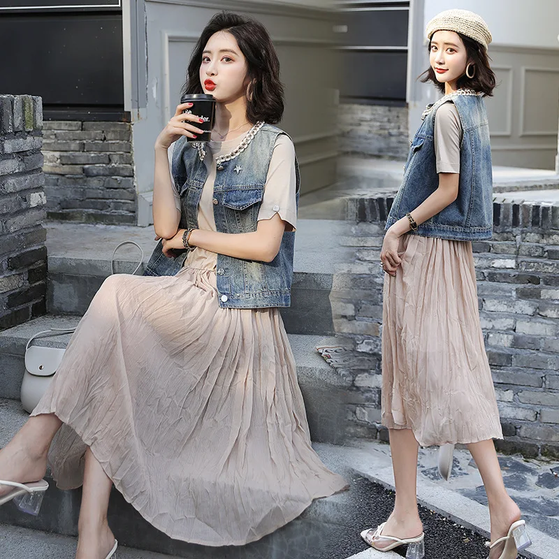 

Mid-length Short Sleeve Set 2019 Summer Fashion Comfortable Simple Cool Mixed Colors