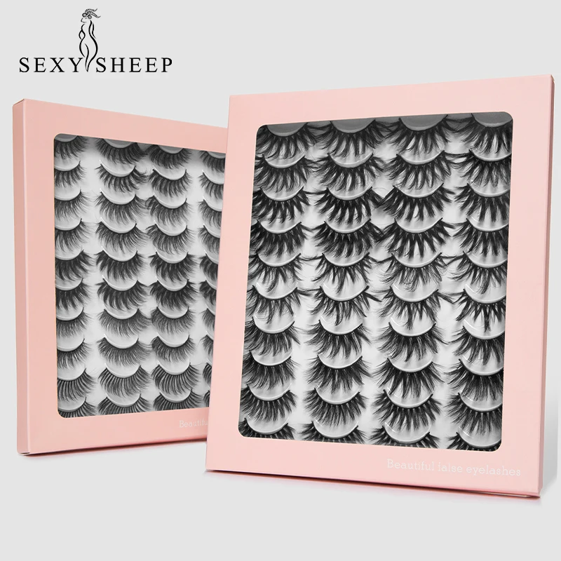 SEXYSHEEP-pestañas de visón 3D, pestañas postizas naturales, rímel, esponjoso y suave, voluminosas, cruzadas, reutilizables, maquillaje, 5/8/20 pares