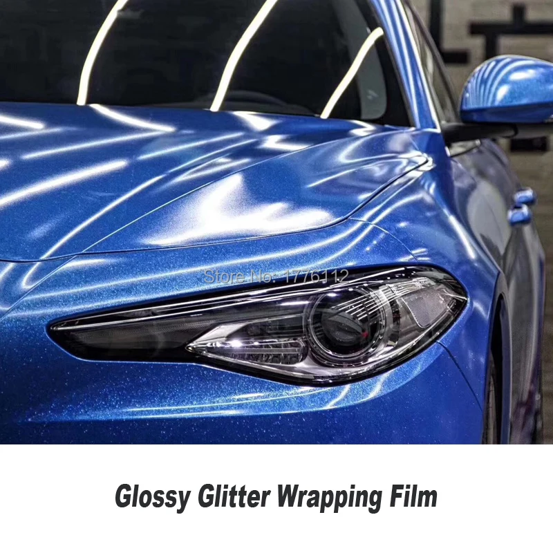 

Newest color Glossy Glitter wrap film vinyl Car Wrap gloss glitter vinyl real picture Popular color blue red pink