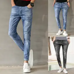 2019 новые мужские джоггеры горячая Распродажа повседневные популярные мужские новые модные повседневные джинсы Прямые рваные джинсы