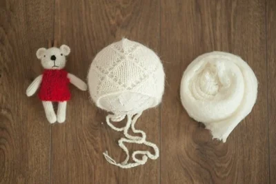 bear hat wrap Jane Z Ann, вязаная кукла-снеговик ручной работы для новорожденных, шляпка, обертывания, реквизит для фотосъемки, аксессуары для студийной съемки - Цвет: bear hat wrap
