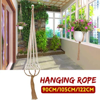 

90/105/122cm Vintage Decor Macrame Plant Hanger Basket Flowerpot Plant Holder Hanging Knotted Lifting Rop