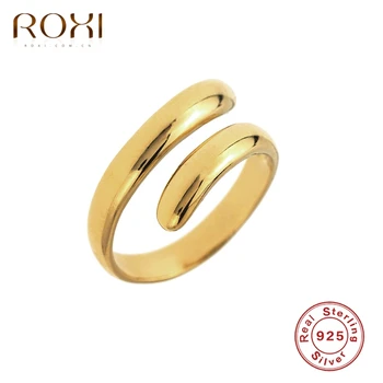

ROXI Minimalism Glossy Spiral Gold Rings for Women Men 925 Sterling Silver Rings Anillos Jewellery Engagement Ring Bague Femme