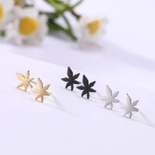 Моя форма серьга в Форме Кленового Листа 316L нержавеющая сталь маленькие серьги серебро/черный/золото милые женские серьги в форме листа ювелирные изделия подарок для девочки