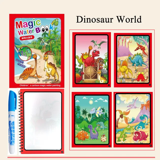 Kesote 4 Libros Agua Dibujo Pintura Libro Mágico de Colorear para Niños con 4 Plumas de Pintura Doodle 