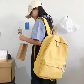 

Nylon Cloth Waterproof Backpack Women's Solid Color Student Backbag Large Capacity Literary Travel Backpacks 2020 New