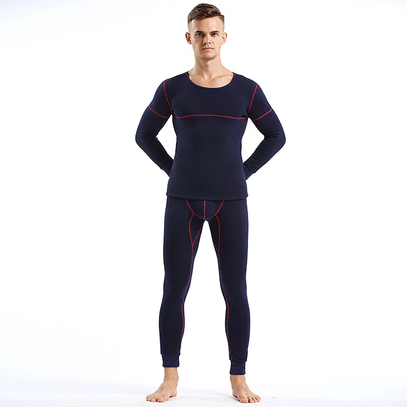 219 dark blue Aismz мужское термобелье, зимнее, с кашемиром, для кожи, хлопок, кашемир, утолщенные, кальсоны, мягкий флис, согревают мужчин - Color: 219 dark blue
