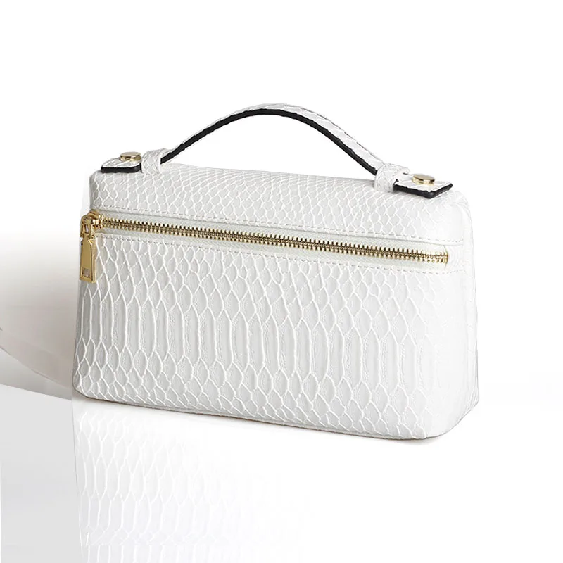 Новая дизайнерская сумка из натуральной кожи, переносная сумка, маленький клатч, Сумка с узором страуса/Змеи/крокодила, дамская сумочка, кошелек - Цвет: Snake White(L)