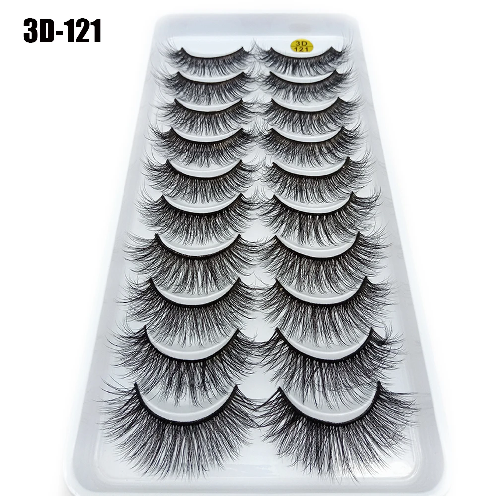3D-121 10 пар/компл. 3D норки волосы Накладные ресницы густыми Wispies естественный норковые накладные ресницы грязные ручной не тестировано на ресницы - Цвет: 3D-121