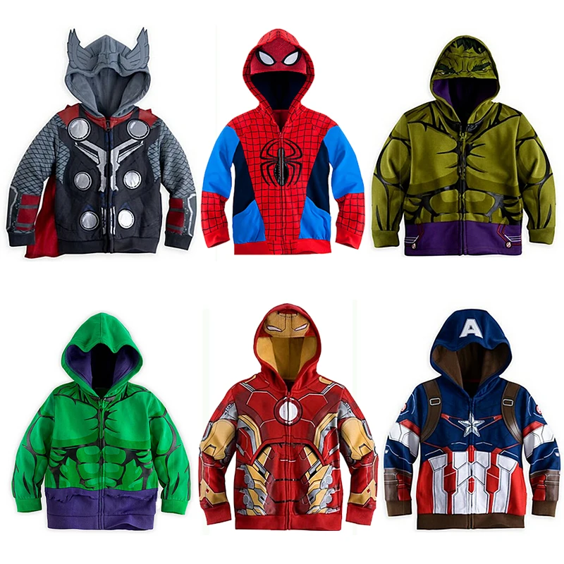DBT094-Avengers-Iron-Man-Thor-Children-Hoodies-Boys-Clothes-Baby-Coat-Spider-Man-Costume-Kids-Hoodie