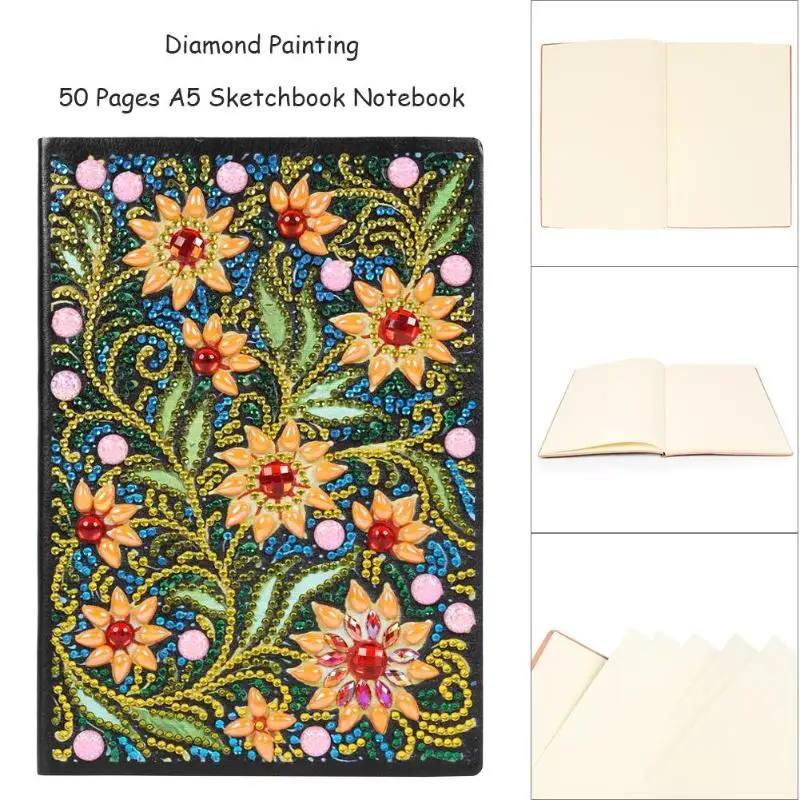 

A5 50 Pages No line Diamond Painting Notebook DIY Santa Flower Animal Pattern Shaped Diamond Sketchbook Cross Stitch Crafts