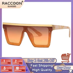 Square Oversized Striped Flat Top Sunglasses Vintage Big Frame Gradient Sun Women Female Luxury Brand Designer Glasses Shades