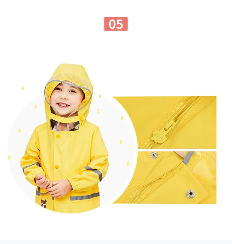 Детский плащ-дождевик с капюшоном, светоотражающий дождевик, легкий водонепроницаемый плащ-дождевик для детей