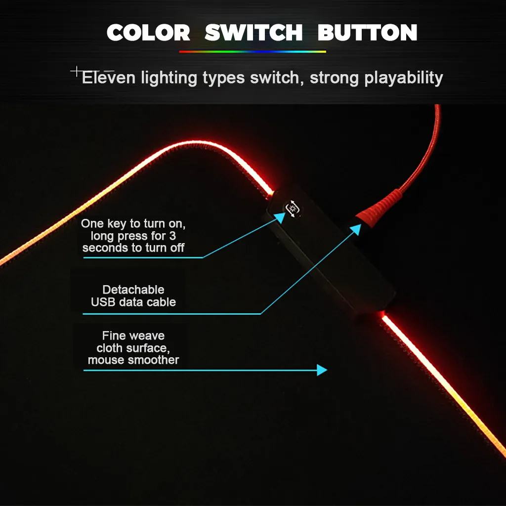 RGB игровой коврик для мыши большой компьютерной клавиатуры модный цветной