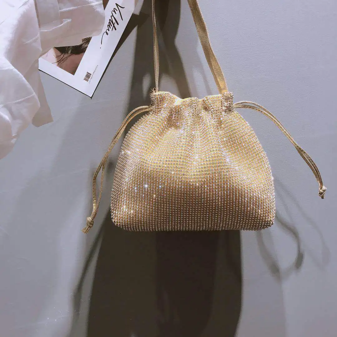 Женская сумка новая стильная медовая покрытая стразами сумка на плечо с цепью ручная Большая объемная Ослепительная вечерняя сумка