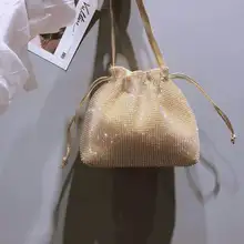 Женская сумка новая стильная медовая покрытая стразами сумка на плечо с цепью ручная Большая объемная Ослепительная вечерняя сумка