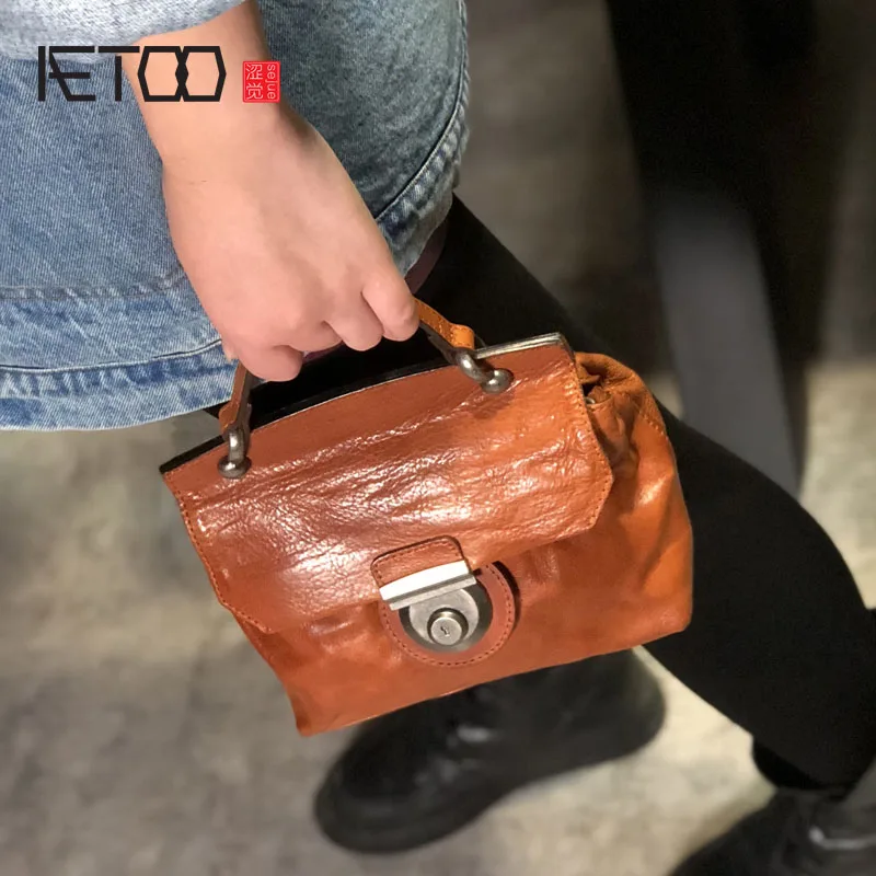 AETOO дамская сумка на одно плечо с пряжкой сто замков кожаная ретро-сумка со старым