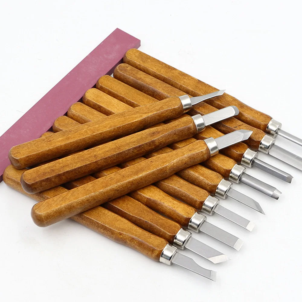 

12pcs Carving Engraving Hand Tool Cutter Set For Wood Rubber Eraser Clay Pumpkin And Linoleum Blocks