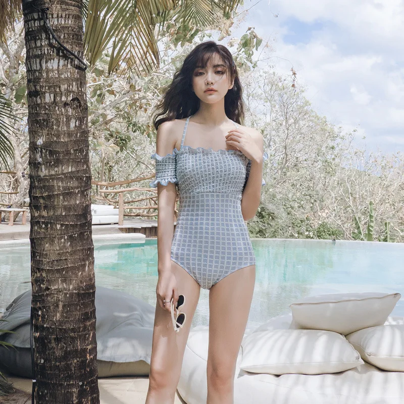 One Piece Swimsuit Women's Swimsuits Swimming Suit Swim Wear Woman Pure Restoring Ancient Grid Girl Word Joint Suits Female One Piece Swimsuit Women's Swimsuits Swimming Suit Swim Wear Woman Pure Restoring Ancient Grid Girl Word Joint Suits Female