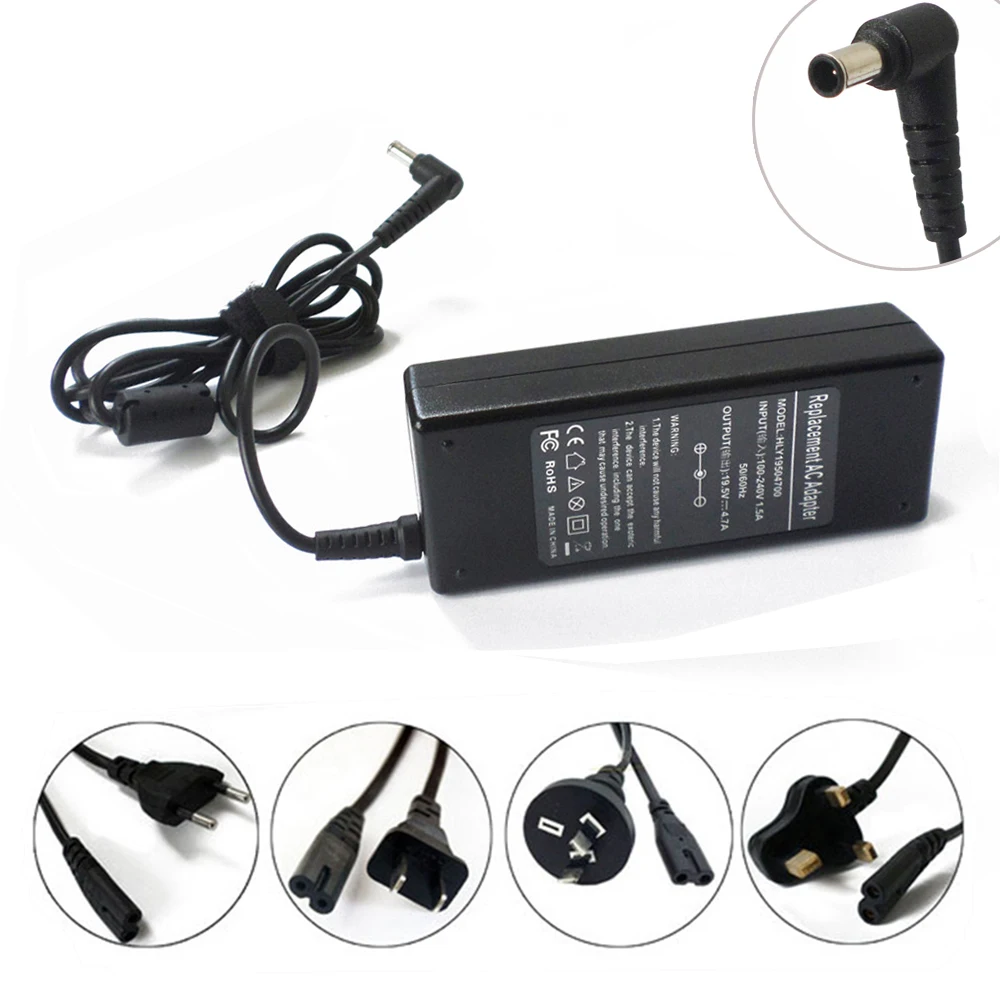 

New 19.5V 4.7A AC Adapter Battery Charger Power Supply Cord For Sony Vaio PCG-992L VPCCW15FX/P VGP-AC19V13 VGN-S580 92w Notebook