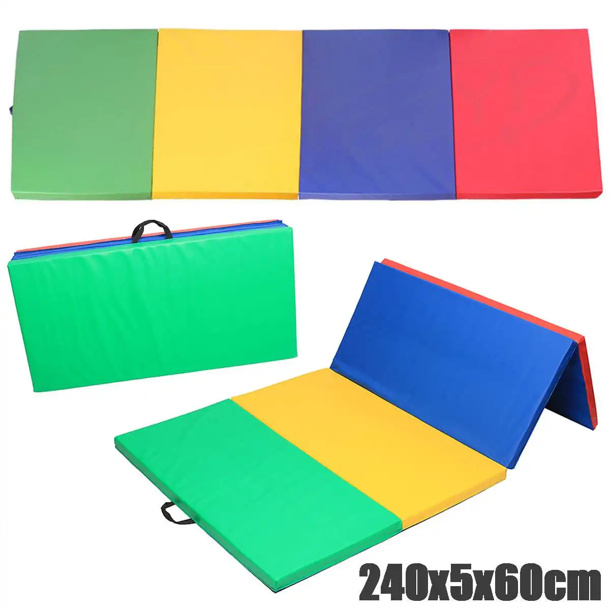 240x120x5cmPVC Gymnastic Mat GYM Folding Panel Exercise Yoga Mat Stretching Fitness Tumbling Pad Outdoor Camping Damp Proof Mat