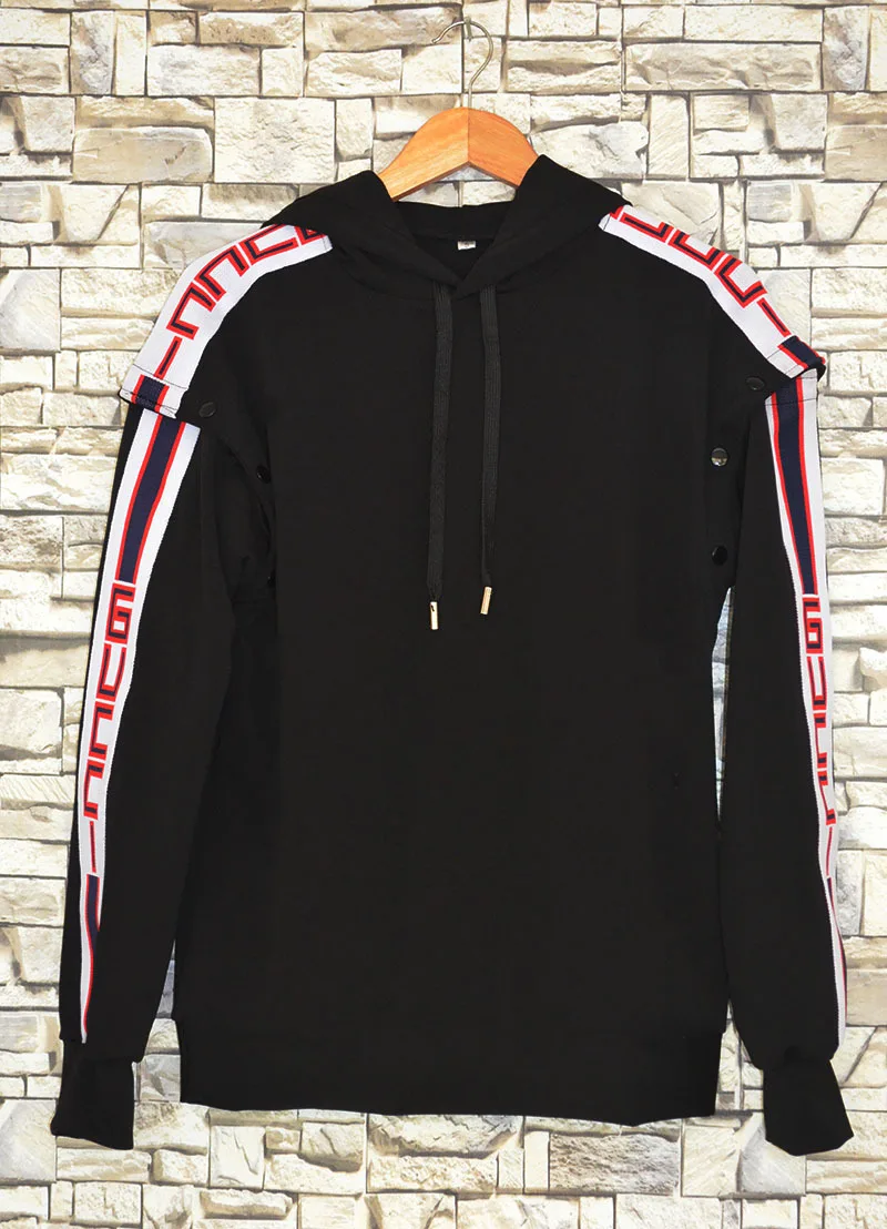 

Autumn New Vests with Black Long Sleeve Hoods Loose Long Vests Joker 2019 Pullovers Patchwork Black Sweatshirt Women Clothing