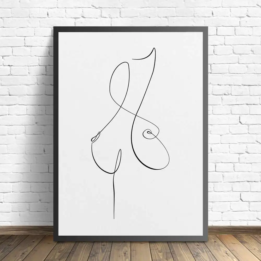 Abstract Boob One Line Drawing Minimalist Breast Wall Art Poster for  Bedroom Home Decor - AliExpress