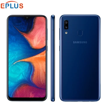 Перейти на Алиэкспресс и купить Новый 6,4 дюймовый samsung Galaxy A20 A205F-DS Dual SIM мобильный телефон 3 ГБ ОЗУ 32 Гб ПЗУ Exynos 7884 Восьмиядерный Android 9 4G телефон